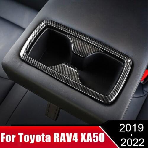 ABS Car Interior Rear Center Armrest Water Cup Frame Cushion Trims For Toyota Rav4 XA50 2019 2020 2021 Decoration Accessories