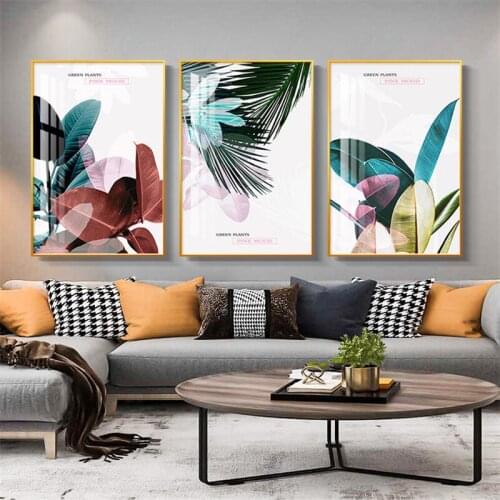 Abstract Leaves Canvas Painting Colorful Plants Posters and Prints Modern Wall Art Pictures for Living Room Home Interior Decor