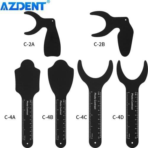 AZDENT 6pcs Dental Photo Contraster Orthodontic Black Background Image Contrast Board Oral Macro Shot Tool Scale Mark Auto