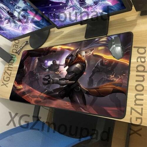 XGZ Future Technology Mecha Swordsman Anime Large Gaming Mouse Pad Black Lock Edge Computer Table Mat Non-slip Custom Carpet Xxl