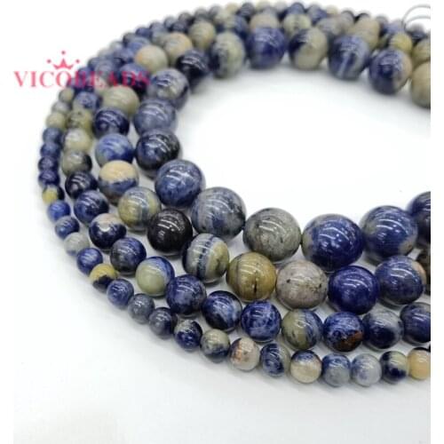100% Natural South Africa Sodalite Blue Round Stone Beads For Jewelry Making DIY Bracelet Necklace 6 8 10 12 mm