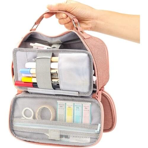 Big Capacity Pencil Case Stationery Storage Large Handheld Pen Pouch Bag Multiple Compartment Double School Supplies
