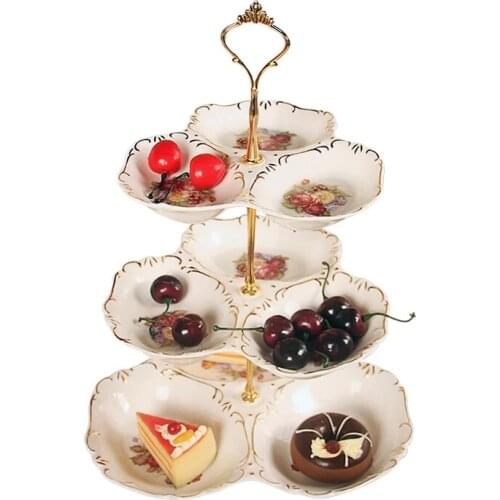 Double Ceramic Fruit Plate Modern Creative Multi - layer Dessert Dried Fruit Plate Snack Plate Candy Plate