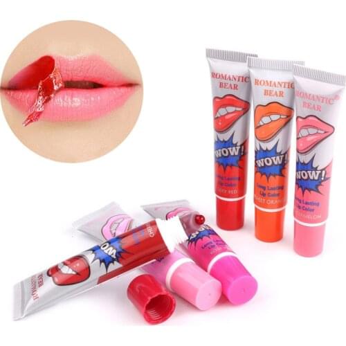 Romantic Bear 6 Colors Tear Pull Lipgloss Waterproof Long Lasting Liquid Lip Tint Lipstick Gloss Sexy Summer Lips Makeup TSLM1