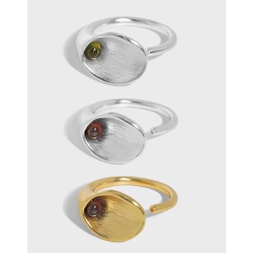 Real 925 Sterling Silver Trumpet Flower Rings For Women Accessories, Cute Green Red Crystal Ring Gold Color Fine Jewelry