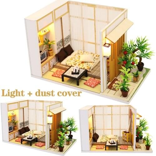 DIY Japanese Style Doll House Miniature DIY Dollhouse With Furnitures Futrue Space Wooden House 3d Miniaturas Toys for Kids Gift