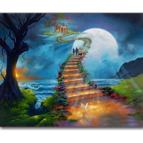 Stairway to heaven, 5D DIY diamond painting embroidery full square round diamond painting cross stitch rhinestone mosaic