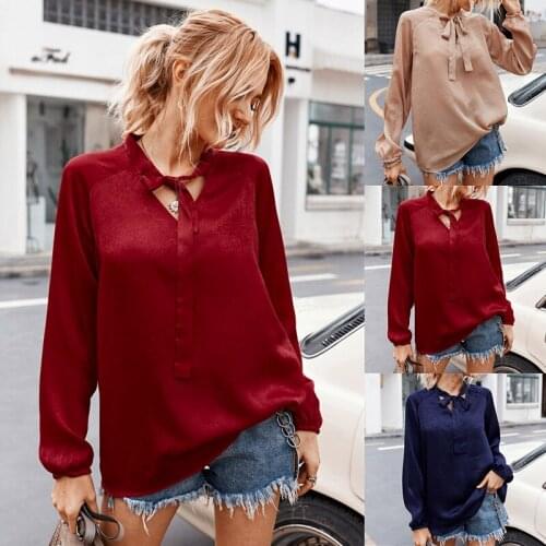 Summer 2020 new shirt T-shirt female long-sleeved solid color high-end casual top