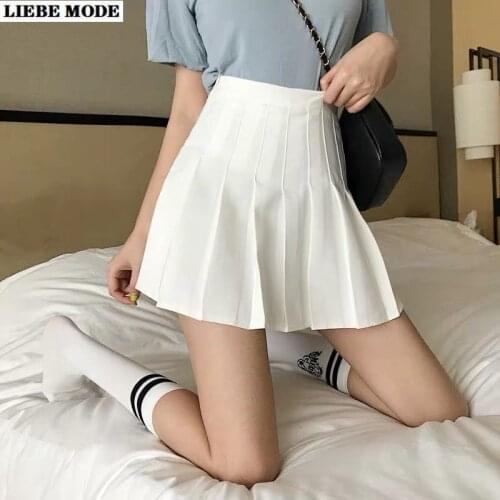 Sweet School Girls Uniform A Line Pleated Skirt Mini Woman Ladies Sweet High Waist Harajuku Sexy Short Skirts with Underwear
