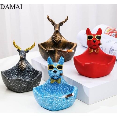 Cartoons Fawn Decorative Ashtray Funny Resin Dog Shape Cigar Ashtrays Gifts for Boyfriend Home Desktop Storage Ornaments