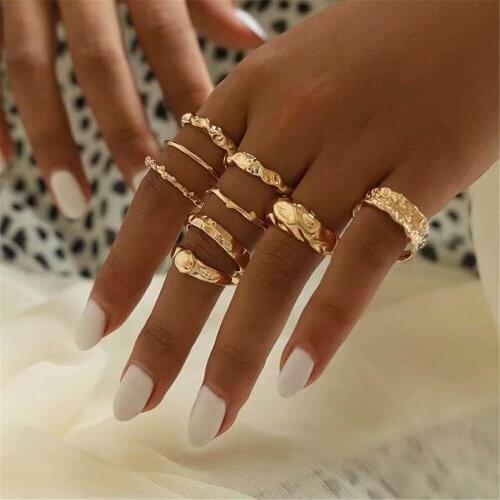Fashion Geometric Boho Gold Natural Shaped Leaves Set Ring For Women Trendy Personality Vintage Classic Rings Jewelry Party Gift