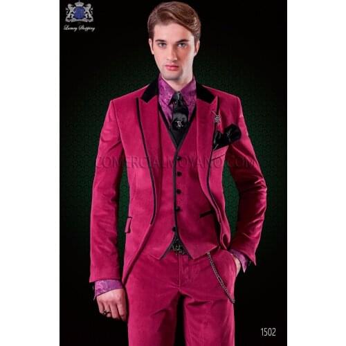 New Arrival Velveteen Groomsmen Peak Lapel Groom Tuxedos Men Suits Wedding/Prom Best Man Blazer ( Jacket+Pants+Vest+Tie)A62