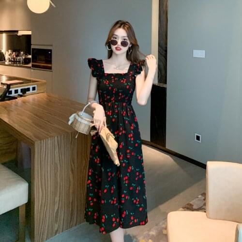 High Quality Square Neck Suspender Dress Sweet Sleeveless Vest Vestidos Summer Fashion Party Dress Ropa Mujer Clothes For Women