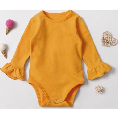 Simple Desige Summer Cute Baby Girl Clothes Solid Bodysuits Newborn Baby Clothes Jumper Customized Wholesale A1PPF2012003