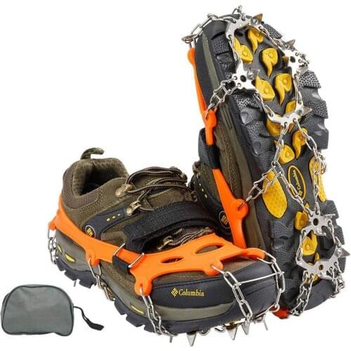 19 Teeth Ice Snow Crampons Anti-Slip Climbing Gripper Shoe Covers Spike Cleats Stainless Steel Snow Skid Shoe Cover