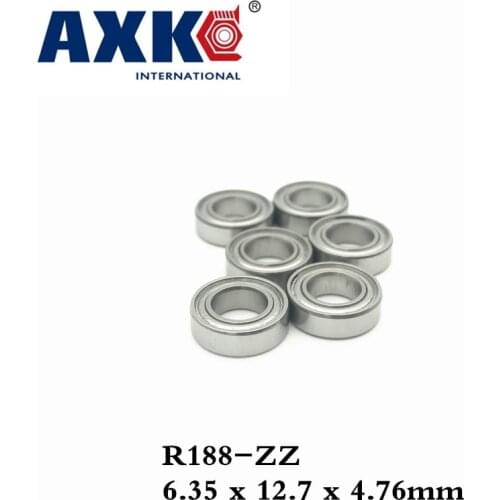 Axk 10pcs R188zz Bearing R188 Zz Miniature R188-zz Deep Groove Ball Bearing 6.35*12.7*4.76mm