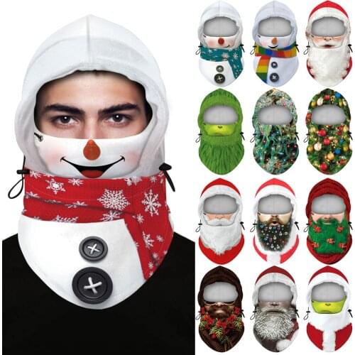 Christmas digital printing adult Unisex Christmas Digital Printing Winter Windproof Skiing Warm Hooded Face Cover drop shipping