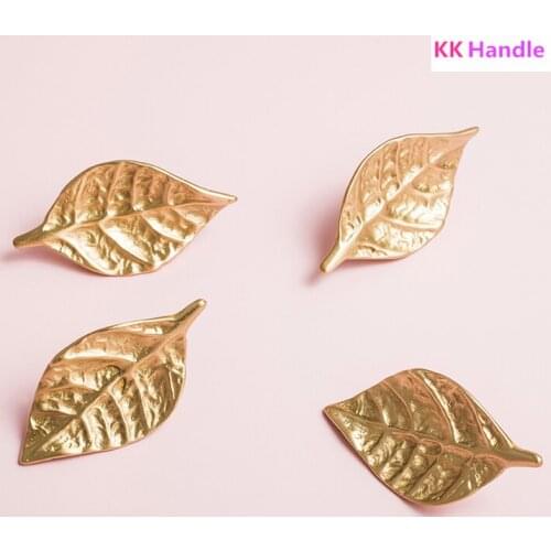 Satin Cabinet Pulls Modern Furniture Cabinet Metal Brass Drawer Leaf Handle Bedroom Drawer Dresser Wardrobe Shoe Cabinet Knob