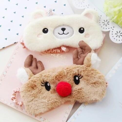Cute Animal Sleep Eye Mask Plush Eye Cover Kids Sleeping Mask Winter Cartoon Travel Rest Eye Band Blindfolds Sleep Aid Eyepatch