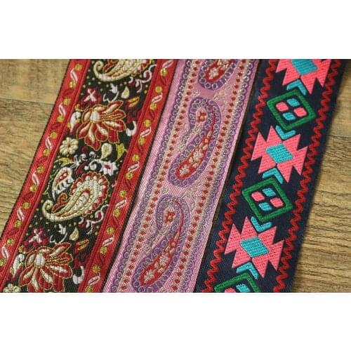 Mixed set 6yards/lot wide 5cm-7cm Woven Jacquard Ribbon paisley Geometric design curtain and clothing accessory MIX-1210