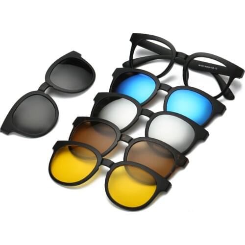 6 In 1 Custom Men Women Polarized Optical Magnetic Sunglasses Clip Magnet Clip on Sunglasses Polaroid Clip on Sun Glasses Frame