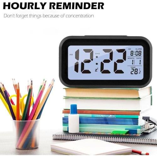 LED Digital Alarm Clock Snooze Electronic Table Clock Wake Up Mute Backlight Display Time Calendar Temperature Desktop Clocks