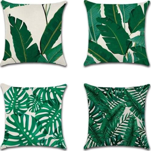 Tropical Leaves Cushion Cover Banana Leaf Green Plants Fresh Pillow Case Summer Home Decor for Sofa Couch Car Decorative