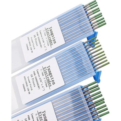 10pcs Green Code 1.0/1.6/2.0/2.4/3.0/ 3.2/4.0 150MM Tungsten Electrode Tungsten Needle/Rod for Welding Machine with TIG Function