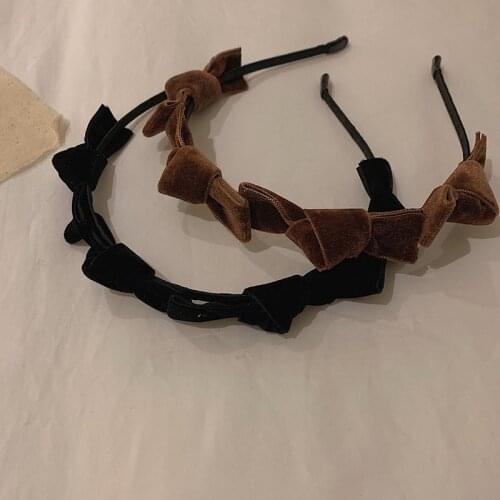 Korean Velvet Small Bow Bezel Headwear Women Headband Girls Kawaii Hair Bands Wide Hairband Hoop For Party Hair Accessories