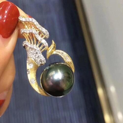 D110 Fine Jewelry 925 Sterling Silver Natural Ocean Sea Pearl 12-11mm Pendants Necklaces for Women FIne Pearls Pendants