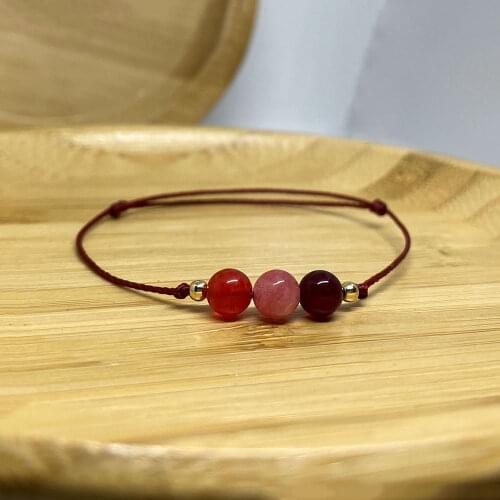 Women Thread Bracelets Girl Love Carnelian Bead Minimalist Jewelry 6mm Natural Stones Decorations Fashion Handmade Gift for Girl