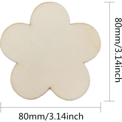 10pcs 80mm Laser Cut Wood Flowers and Leaves Embellishment Wooden Shape Craft Wedding Decor