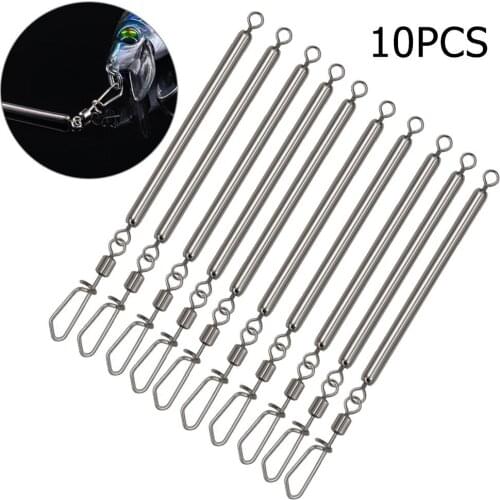 10pcs Pack Anti-Bite Wire Leaders With Snap Swivel Fishing Wire Leader Rigs Bars Stainless Steel 5.8cm Fishing Accessories