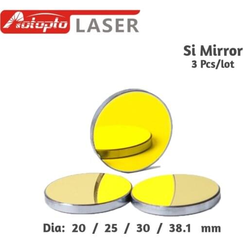 Co2 Laser Si reflective Mirrors for Laser Engraver Gold-Plated Silicon Reflector Lenses Dia. 19 20 25 30 38.1 mm