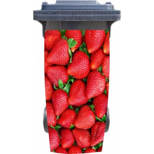 3D Creative Fruit Strawberry Rubbish Bin Sticker Wallpaper mural Wall Print Decal Removable Wall Mural Photo self adhesive Gift