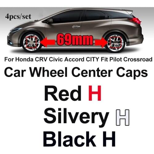 4PCS 69mm 6.9cm Wheel Center Cap Covers Red/Silver/Black Car Logo Emblem For CRV Civic Accord CITY Fit Pilot Crossroad
