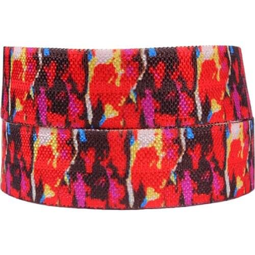 50yards/lot) Ribbon manufacture colorful flower printed fold over elastic