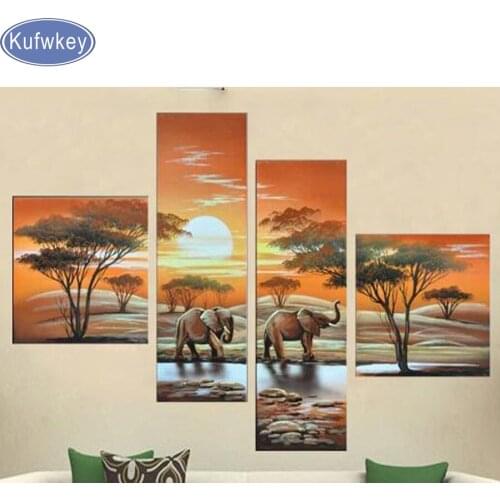 5d DIY Diamond Painting african elephant Pattern Diamond Embroidery Cross Stitch Full Drill Rhinestones Painting home Decor 4pcs
