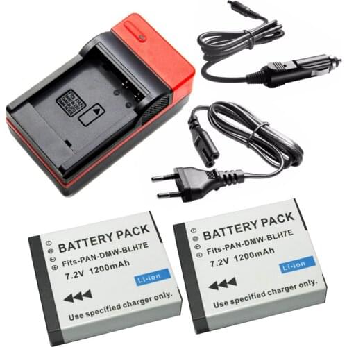 2pcs 1200mAh DMW-BLH7 DMW-BLH7E DMW BLH7 / BLH7E Battery+ Charger for Panasonic Lumix DMC-GM1 GM5 GF7 DM CGM7 Digital Camera