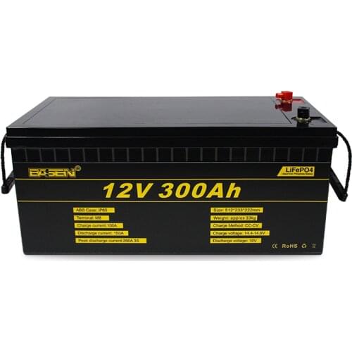 Lifepo4 12v 300ah Battery Pack Rechargeable Solar Lithium Ion Phosphate Deep Cycle