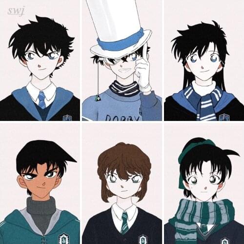 Anime Posters Detective Conan Wall Poster Anime Kudo Shinichi /Xiaolan Canvas Painting Wall Art Photos for Childrens Room Decor