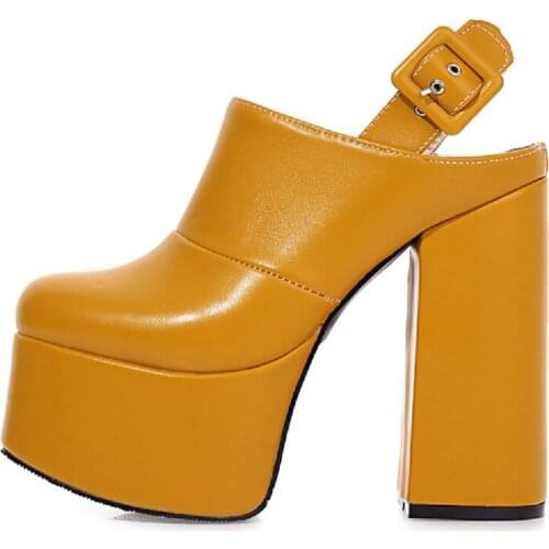 Womens Sandals Platform 2021 Sexy Summer Shoes For Women Yellow Black Party Fetish Shoes Ladies Block High Heels Sandals Women