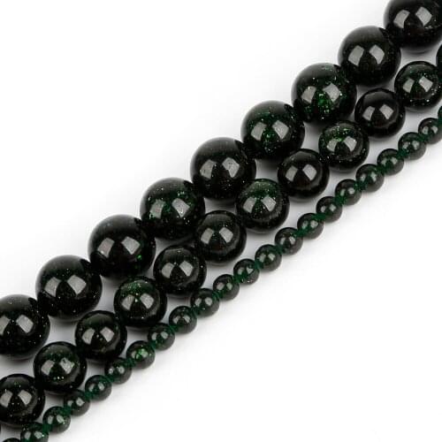 Natural Stone Beads 4/6/8/10mm Round Green Sand Beads 15'' Round Loose Beads For Jewelry Making DIY Bracelet Necklace