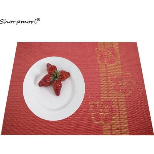 Home Decoration Vinyl Jacquard Table Placemat for Dining Table Stain Resistant Anti-slip Coaster Pad Washable PVC Table Mats