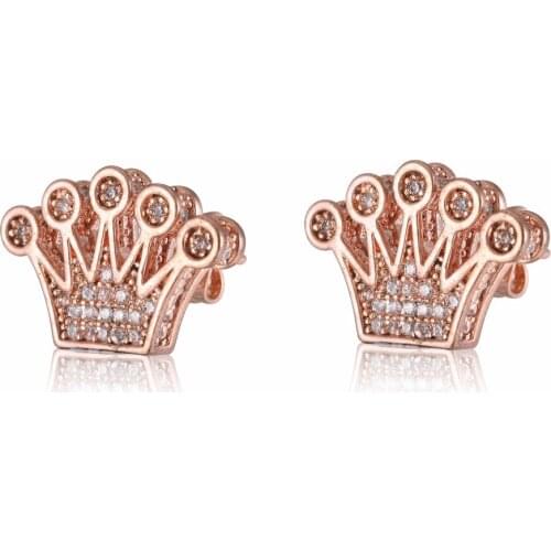 GrayBirds Elegant Crown Earrings For Office Girls Copper With AAA CZ Cubic Zirconia Luxury Jewelry MLE042