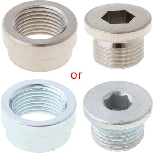 K0AF 2PCS/Set O2 Oxygen Sensor Weld On Bung & Plug Wideband Nut & Cap Kit Stepped Nut Adapter