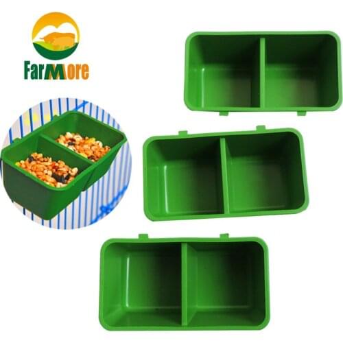 5pcs Bird Cage Hamper 2 in 1 Parrot Pigeon Double Lattice Feed Box Food Bowl Feeder Supplies