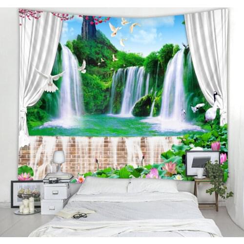 Nordic 3D landscape decoration wall tapestry art deco blanket curtain tapestry hanging at home bedroom living room