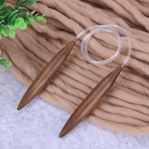 Home 20mm Carbonated Wood Knitted Crochet Hook Circular Ring Needle Thick Sweater Carpet Sewing Tool