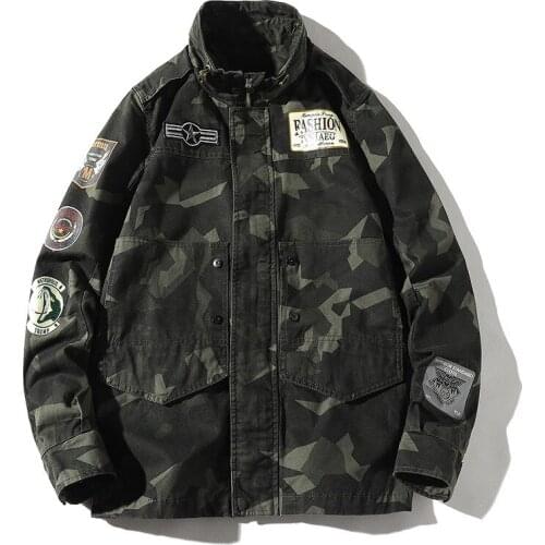 New Hip Hop Men Jacket Casual Camouflage Hooded Loose Bomber Windbreaker Coat Trend Hip Hop Streetwear LBZ146